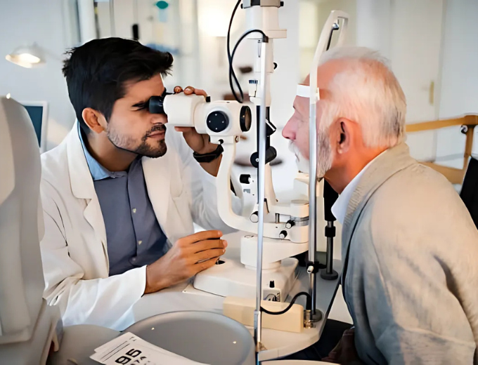 eye checkup old man